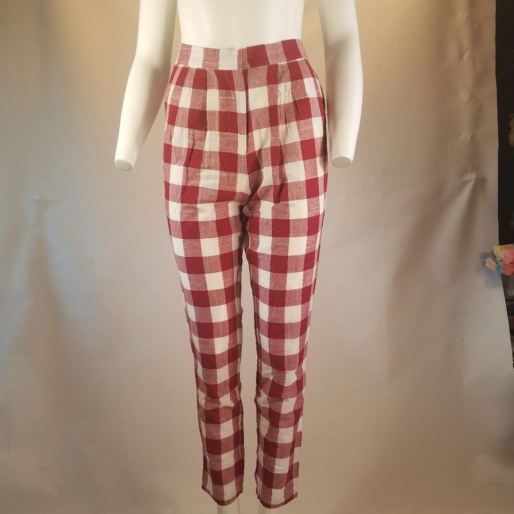 Retro rockabilly gingham cigarette pants